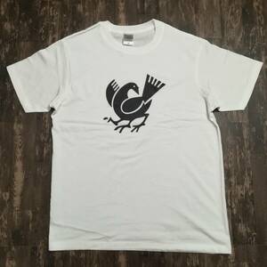 八咫烏・ヤタガラス・クロウ・プリントＴシャツ・白・Ｌ