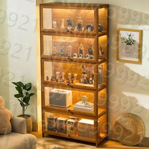  collection case display cabinet collection case showcase acrylic fiber showcase natural bamboo frame 62x32x172cm