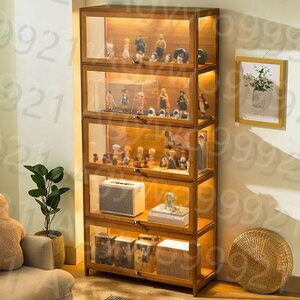  кейс для коллекции дисплей шкаф кейс для коллекции витрина акрил витрина натуральный бамбук рама 80x32x140cm