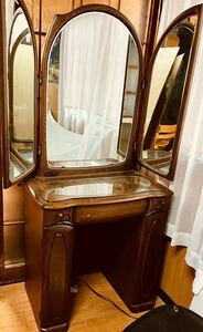  Aichi prefecture dresser looking glass three surface mirror dresser wooden dresser mirror chest peace furniture antique style Classic storage Vintage Showa Retro 