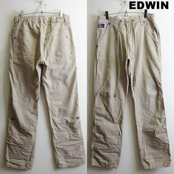 即決★ 送料無★ エドウィン 711RS 2WAY イージーリネンパンツ 【S~M】 麻配合 ワークパンツ ストレート ベージュ EDWIN H250