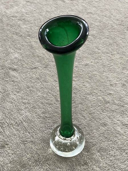 緑色 花瓶 昭和レトロ Vintage Dog Bone Green vase 31×9cm 送料込