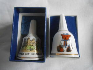 2個　陶器ミニベル　fenton china　イギリス土産　呼び鈴　クマ　London Toy ＆Model Museum　ミュージアムグッズ 海外旅行