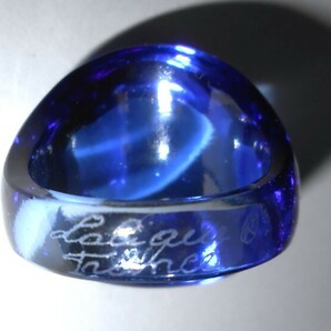 LALIQUE ラリック ガラス製 カボションリング ブルー サイズ約15号 指輪 青 美品の画像4
