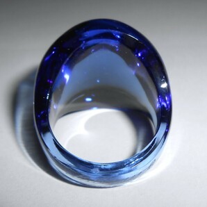 LALIQUE ラリック ガラス製 カボションリング ブルー サイズ約15号 指輪 青 美品の画像3