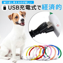 【光る首輪 レッド Sサイズ】犬用 首輪 犬 おしゃれ 光る 充電式 LEDライト USB充電式 ペット 小型犬 中型犬 大型犬 散歩 夜_画像3