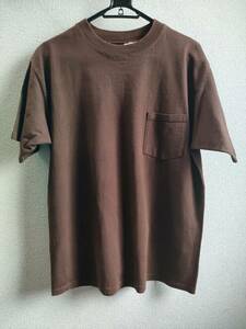 グッドウェア Goodwear made in U.S.A ヘビーウェイト ポケット Tシャツ（半袖）茶 sizeL 中古