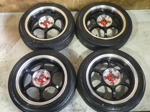 ★条件付送料無料 【15×5.5J】BLACK RACING ブラックレーシング PRO N1+ ★PCD:100★4穴★OFF：+47★4本★おまけタイヤ付き