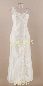 *401* flower ribbon slit long dress ( white )