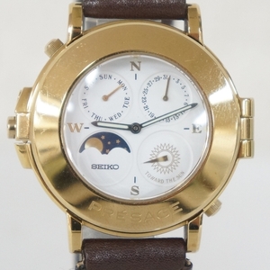 電池交換済 稼働品 SEIKO セイコー PRESAGE プレサージュ ムーンフェイズ 7F38-9A00 メンズ クォーツ 腕時計 5903266021