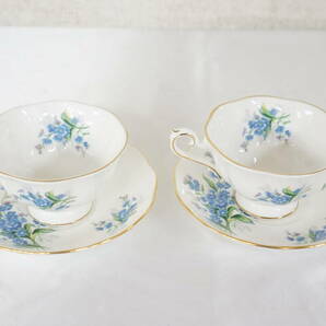 ROYAL ALBERT ロイヤル アルバート FORGET ME NOT 勿忘草 金彩 カップ＆ソーサー 2客セット 洋食器 5304246041の画像1