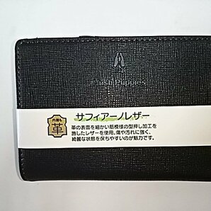 B174★ハッシュパピー 【新品未使用】 二つ折り財布 黒 ワイン 本革 LF サファイア―ノレザー HP5316 即決 格安 特価 セールの画像1