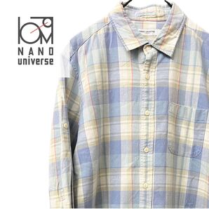 NANO UNIVERSE ナノユニバース コットン リネン マドラス チェックシャツ 七分袖 Mサイズ