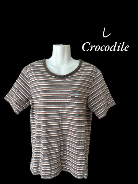 【Crocodile】半袖Tシャツ/ボーダー柄/L