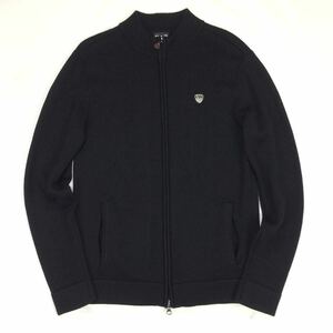 ★新品★EMPORIO ARMANI(エンポリオ・アルマーニ)EA7 メンズ 綿100% 胸ワッペン ジップアップスウェット・カーディガン ネイビー Mサイズ