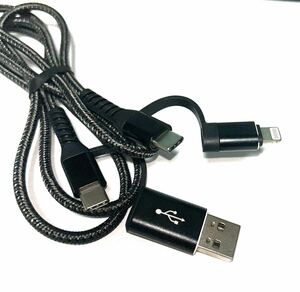 USB A/C/ライトニング iPhone iPad 充電ケーブル 1M