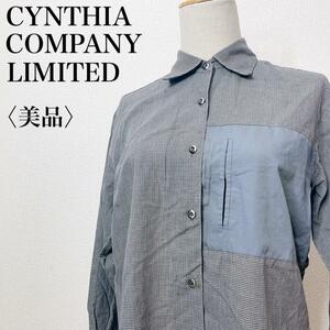 【美品】CYNTHIA COMPANY LIMITED シンシアカンパニーリミテッド ブラウス カジュアル 長袖チェックシャツ きれいめ 大人女子 さ16