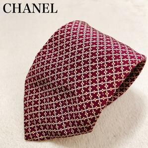 CHANEL シャネル ネクタイ フランス製 シルク100％ 高級感 メンズ オフィス ビジネス ゴージャス ハイブランド ワンポイントロゴ PARIS L11の画像1