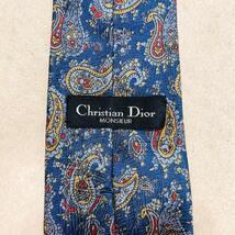 Christian Dior クリスチャンディオール ネクタイ メンズ 高級感 ハイブランド MONSIEUR ワンポイントロゴ シルク100％ ペイズリー柄 M20_画像10