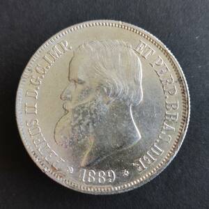 ブラジル　ペドロ2世　2000レイスRES銀貨