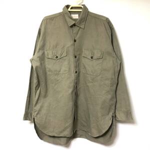 60s 50s Work Vintage Shirt Styled By National 60年代 50年代コットン ワーク　シャツ　マチ付き　カーキ　ミリタリー　古着 デニム