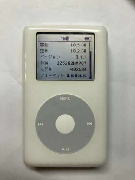 iPod 第4世代(classic )a1059新品HDD40GB交換済モノクロ液晶モデル　iTunes同期左右音OK 電池元気 綺麗目な個体