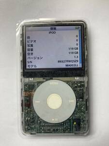 iPod classic 30GB白→SSD128B＆新品バッテリー交換済　iTunes同期左右音出しOK 新品スケルトンフロントマスク 歴代高音質5世代