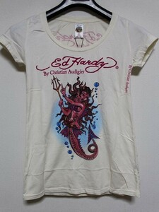 エドハーディー ed hardy レディース 半袖Tシャツ オフホワイト XSサイズ デビルマーメイド 新品 SCOOP-NECK