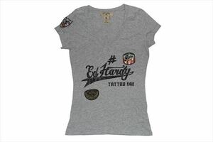 エドハーディー ed hardy レディース 半袖 Vネック Ｔシャツ グレー XSサイズ W02ABPP052 新品