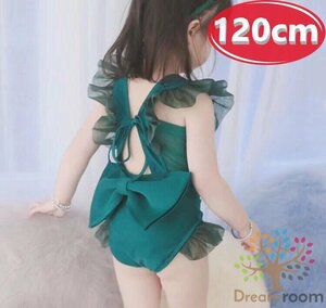 【120cm】デザインフリル ワンピース グリーン 水着 セパレート 子供服 女の子 韓国子供服 ビーチ 海 プール K-200