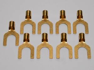 Y rug terminal Y type plug Spade pressure put on terminal 9 piece 24K gilding OFC inside diameter approximately 8.4mm [5.5-8] ( speaker cable jumper cable end edge processing .)