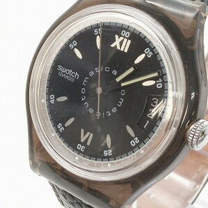 夏本3月No.120 可動品 腕時計 swatch スウォッチ レザーベルト ブラック系 文字盤 ブランド時計 メンズ オートマチックの画像5
