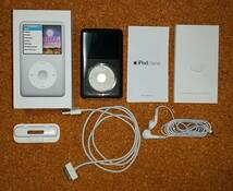 ジャンク Apple iPod Classic（MC293J/A）第7世代 LATE2009 シルバー 160GB 本体カバー付き 付属イヤホン未使用 元箱・説明書付き ケース付_画像1