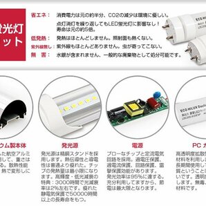 予約！10本 20W形 LED蛍光灯 T8 58cm 直管 1250LM 昼光色 6000K 高輝度 消費電力9W G13口金 広角 送料無料 1年保証の画像2