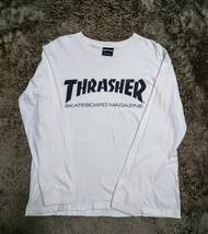 THRASHER スラッシャー ロンT 胸元 文字ロゴ ホワイト Mサイズ 送料無料!! 1円スタート〜_画像2