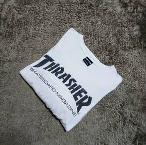 THRASHER スラッシャー ロンT 胸元 文字ロゴ ホワイト Mサイズ 送料無料!! 1円スタート〜