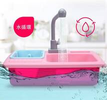ピンク Cute Stone おままごと キッチンセット 37点セット 食器洗い機おもちゃ 水遊び おもちゃ 循環出水 温度で色が_画像5
