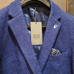 今節※最上級EU製7万◆イタリア*ミラノ発*BOLINI*高級セレブdesigner* ネイビー・イタリアン高品質wool テーラードジャケット46/Mサイズの画像7