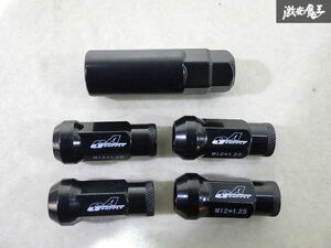 美品 ジーエー産業 GA SUPPLY ホイールナット ナット 黒 4個 ソケット付き M12 P1.25 全長約47.5ｍｍ 即納