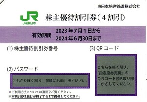 ■即決3,000円■番号通知可能■JR東日本 株主優待券（4割引）■1～2枚■6/30まで■