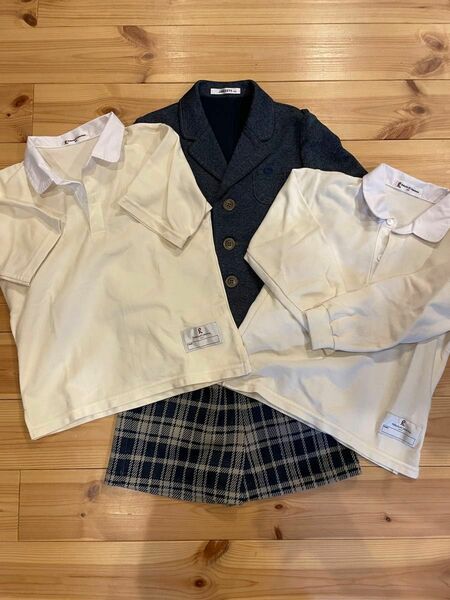 長野市若草幼稚園制服　ジャケット　パンツ　ラガーシャツ　おまけでカバン　JAKUETSU ロベルタディカメリーノ 120 130