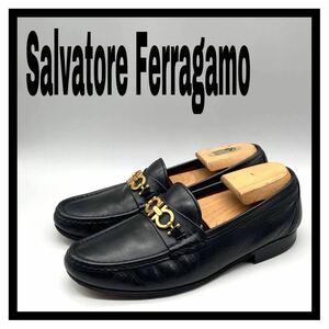 Salvatore Ferragamo ( Salvatore Ferragamo ) gun chi-ni Loafer slip-on shoes leather black black US7 EE 25cm leather shoes shoes 