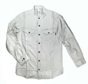 新品　ROCKY ワークシャツ グレー　4Lサイズ　ストレッチ スタンドカラー ミリタリー ツイルシャツ 綿100% BONMAX ボンマックス 作業着