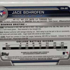 Jace Bohrofen 2023 Bowman Chrome Draft Auto 直筆サインの画像2