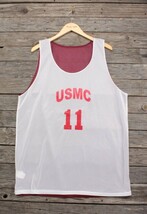 珍品 USMC #11 リバーシブル バスケジャージ Badger社 バスケジャージ 白×エンジ 表XL_画像1