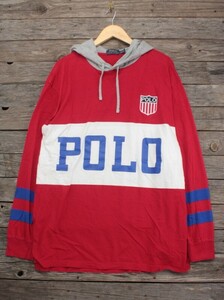 POLO ラルフローレン トリコロール フーディ ロンT 表2XB