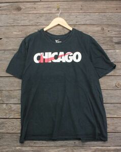 NIKE [CHICAGO]×[スラッシュ] Tシャツ 黒 表XL