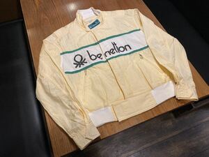 稀少 90s VINTAGE benetton Formula1 レーシングジャケット 46 ベネトン ライト ブルゾン F1 古着 メンズ レディース ビンテージ 薄手