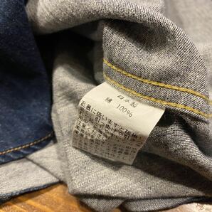 日本製 定価2万 UES ウエス Denim Western Shirt 2 M デニム ウエスタンシャツ インディゴ ジーンズ ヒゲ ハチノス アメカジ 春夏 古着の画像6