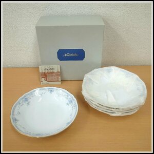 4431T　Noritake ノリタケ　スープ皿　5枚セット　深型プレート　小花柄　金彩　未使用品